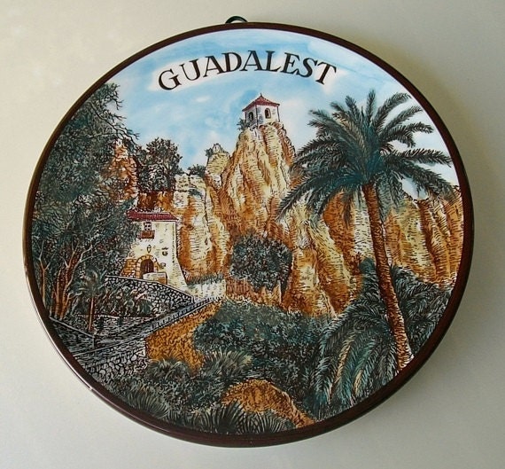 Items similar to Vintage Hand Painted Wall Decor, Guadalest Spain
