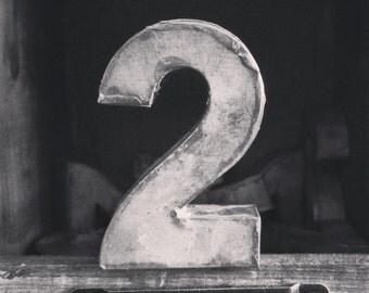 Square Black And White Print Of A Vintage Antique Metal Number 2