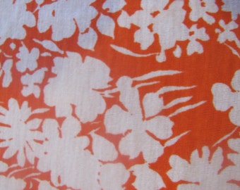 1970's Orange Floral Jersey Fabric, Jersey Fabric, Jersey, Floral, Flower, Orange, 1970's
