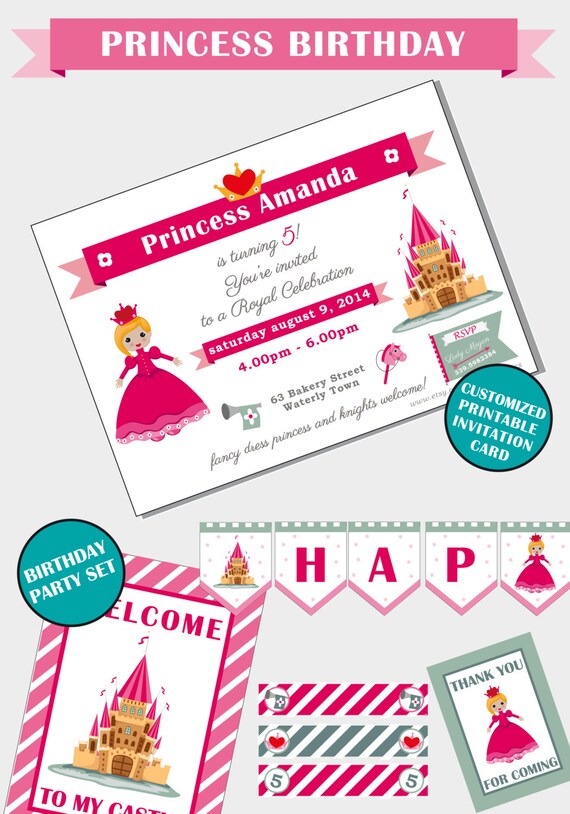Personalized Birthday Invitation & Party Set printable
