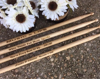 Valentines Day Gift, Gift for Him,1 Pair Personalized Custom Engraved 16 Inch Wood Drumsticks 5A or 2B