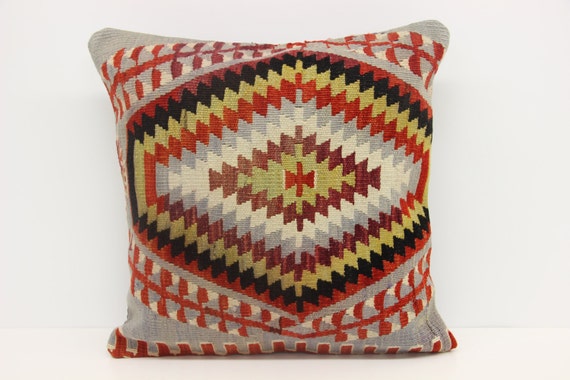 Traditional Kilim Pillow Cover 18 x 18 Rustic by kilimwarehouse