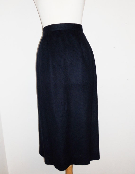 Vintage Navy Blue Long Soft Wool Skirt Size M