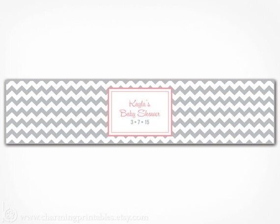 Chevron Water Bottle Labels - Custom Colors, Fonts - PRINTABLE DIY Digital File - Wedding, Birthday, Shower, Party - Chevron Collection Il_570xn