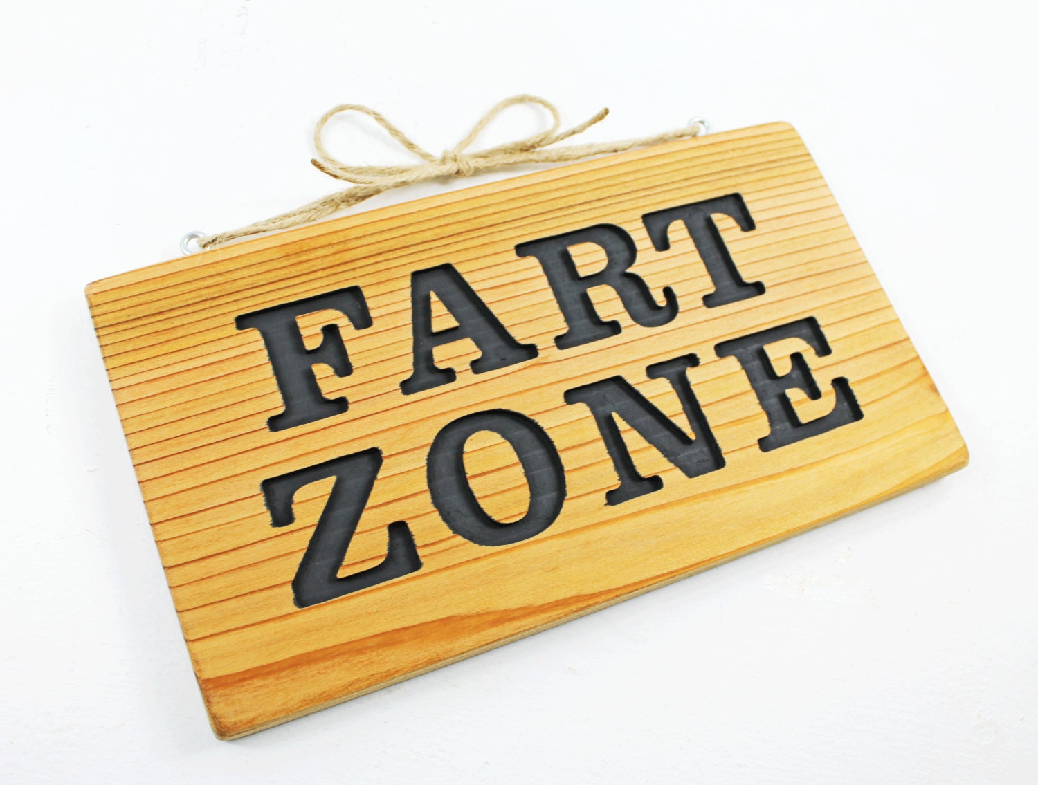 FART ZONE Hanging Sign Hand Routed Funny Cedar Wood Sign