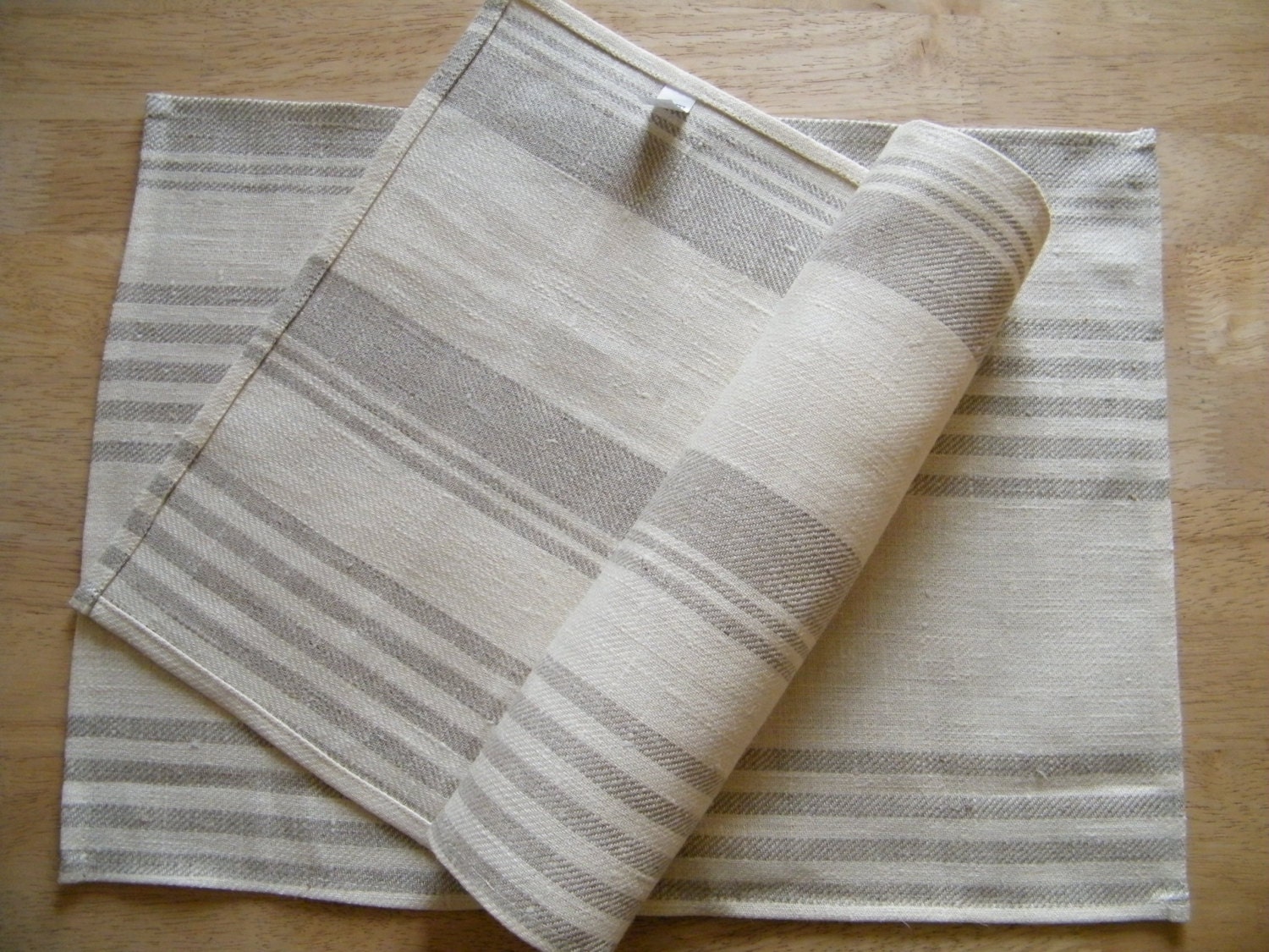 8 Pure Flax Linen Placemats Natural table linens gray and