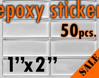 50pcs. 1"x2" - (25.4mmx50.8mm) Rectangle Epoxy Stickers