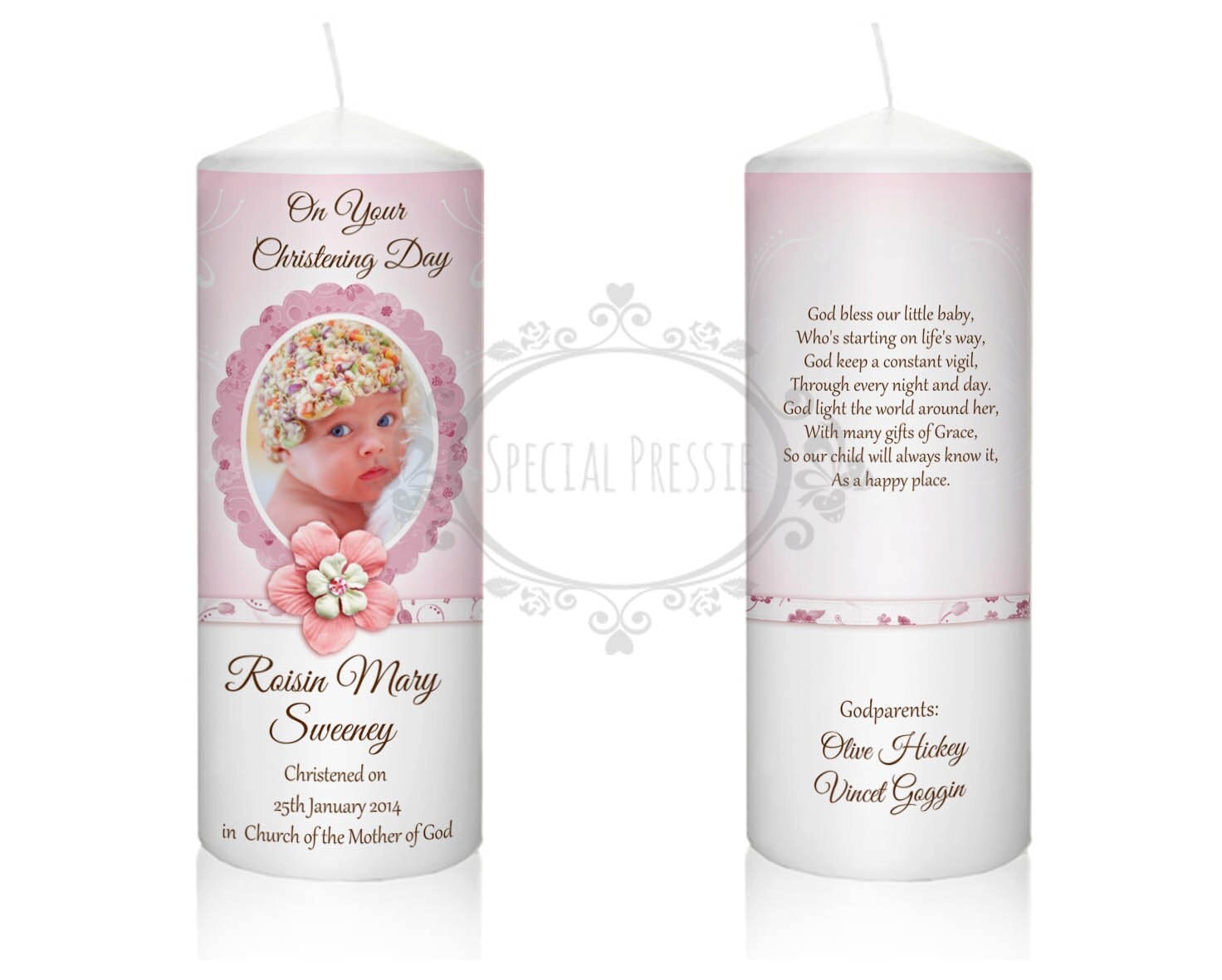 Personalised Christening Baptism Candle Baby Boy Baby Girl