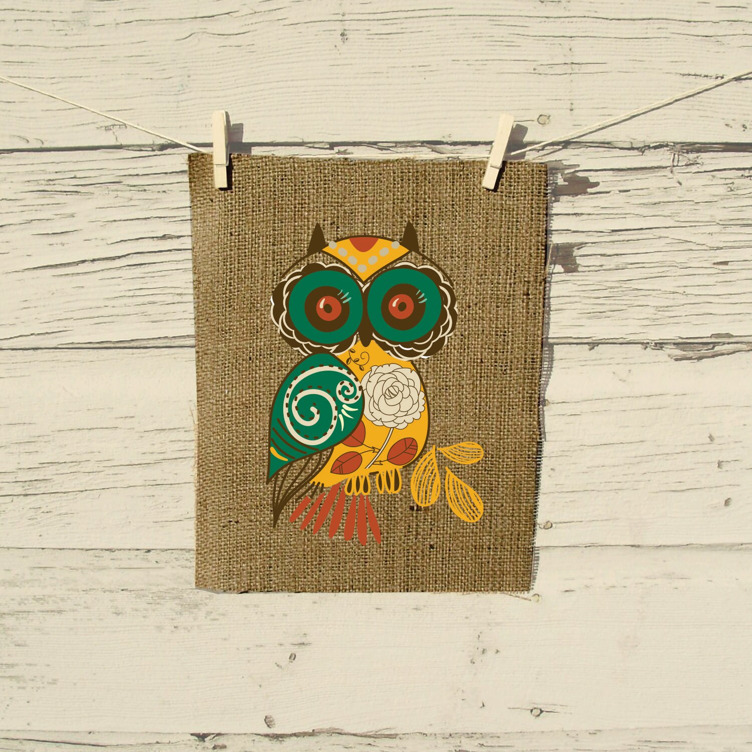 Owl Decor Owl Home Decor Owl Print Burlap By Henhouseoriginals 