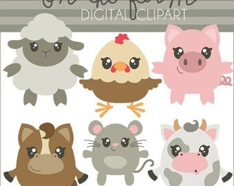 Farm Animals Clipart -Personal and Limited Commercial Use- pig, cow, horse, sheep, chicken, farm clip art