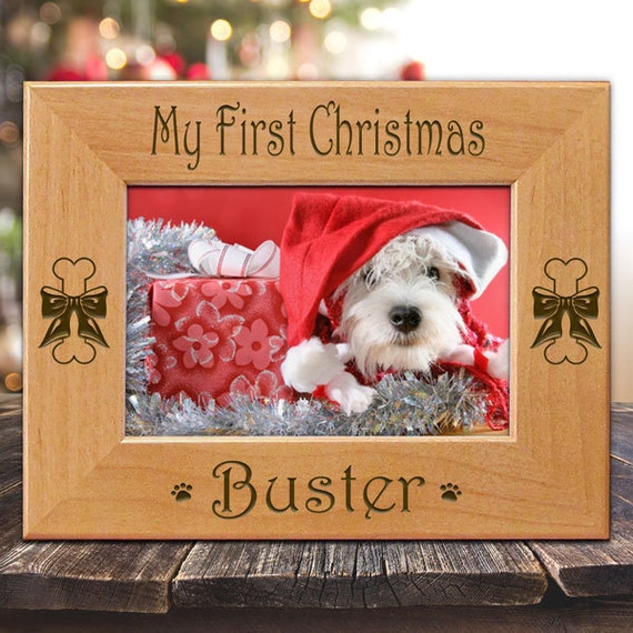 Dog's My First Christmas Personalized Picture Frame