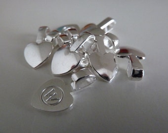 10 x Silver plated heart bails