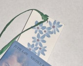 Hand painted bookmark; OOAK paper bookmark; Blue Acrylic painted unique bookmark; Illustrated book lover gift