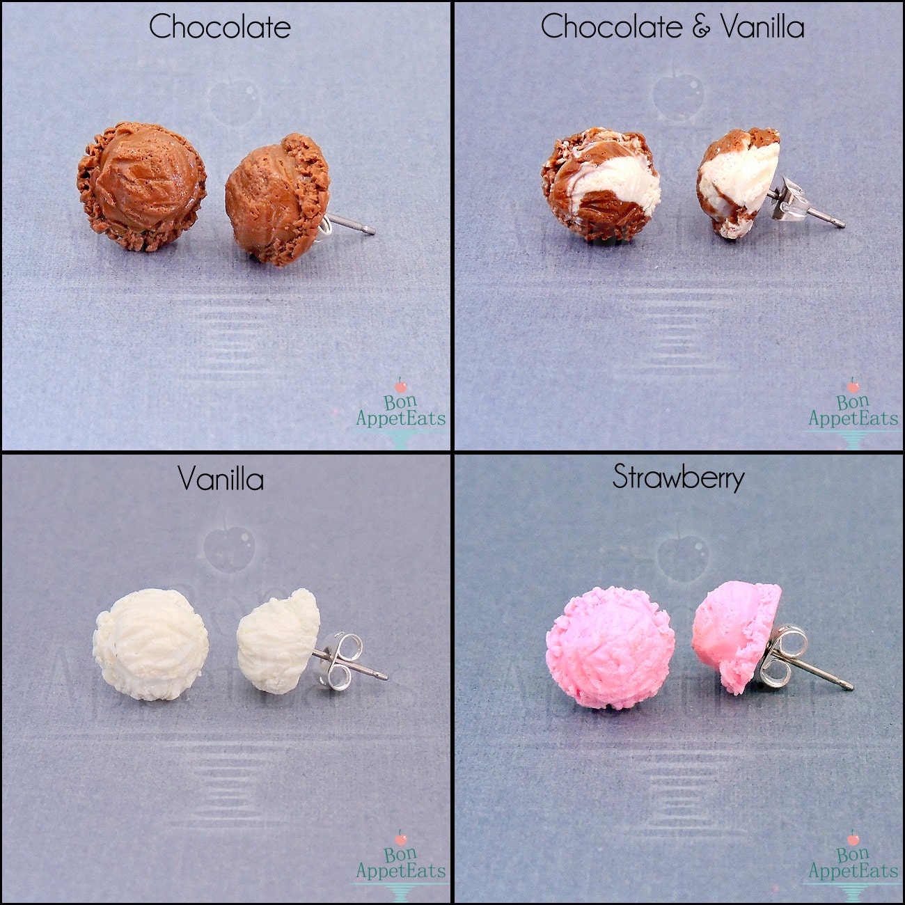 Ice Cream Earrings Fake Food Earrings Miniature by BonAppetEats