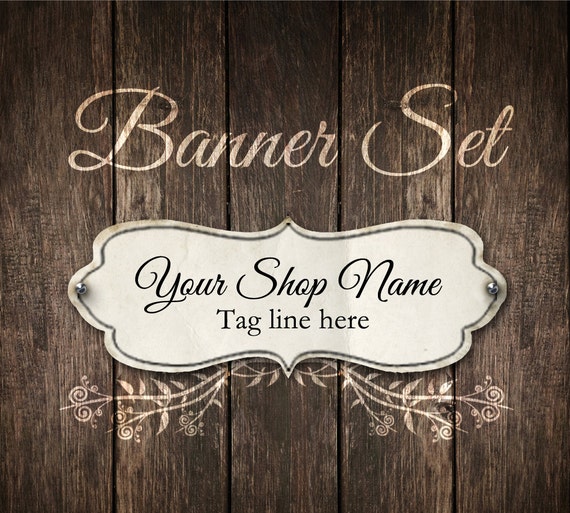 Items Similar To Etsy Shop Banner - Rustic Wood Flowered Banner Set 