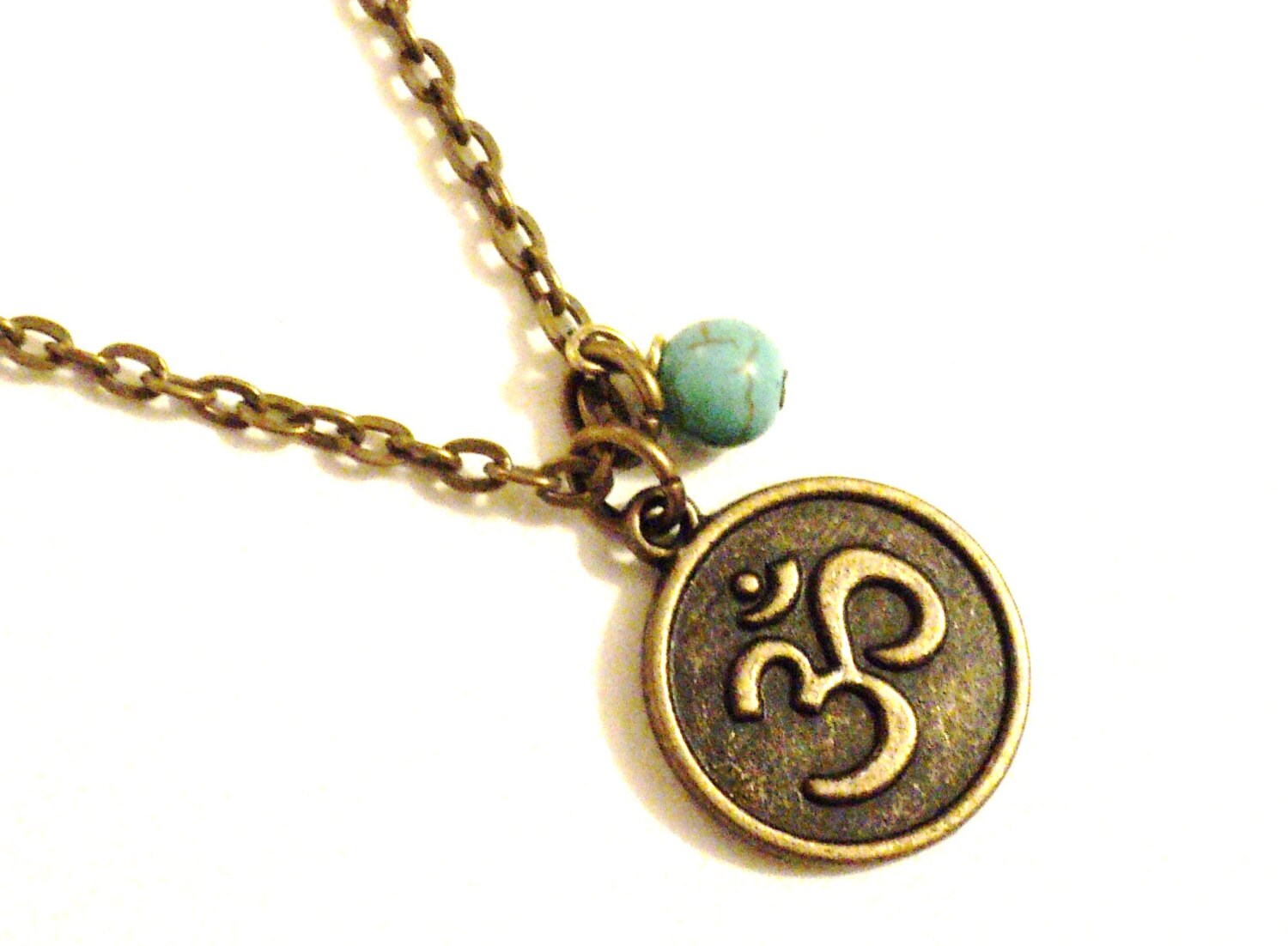 Om Necklace Turquoise Yoga Jewelry Namaste Yogi Lover Bohemian