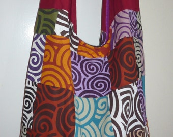 Hobo Cross Body Bag, Sling bag, Hobo Bag Purse Thai Printed Cotton Patchwork
