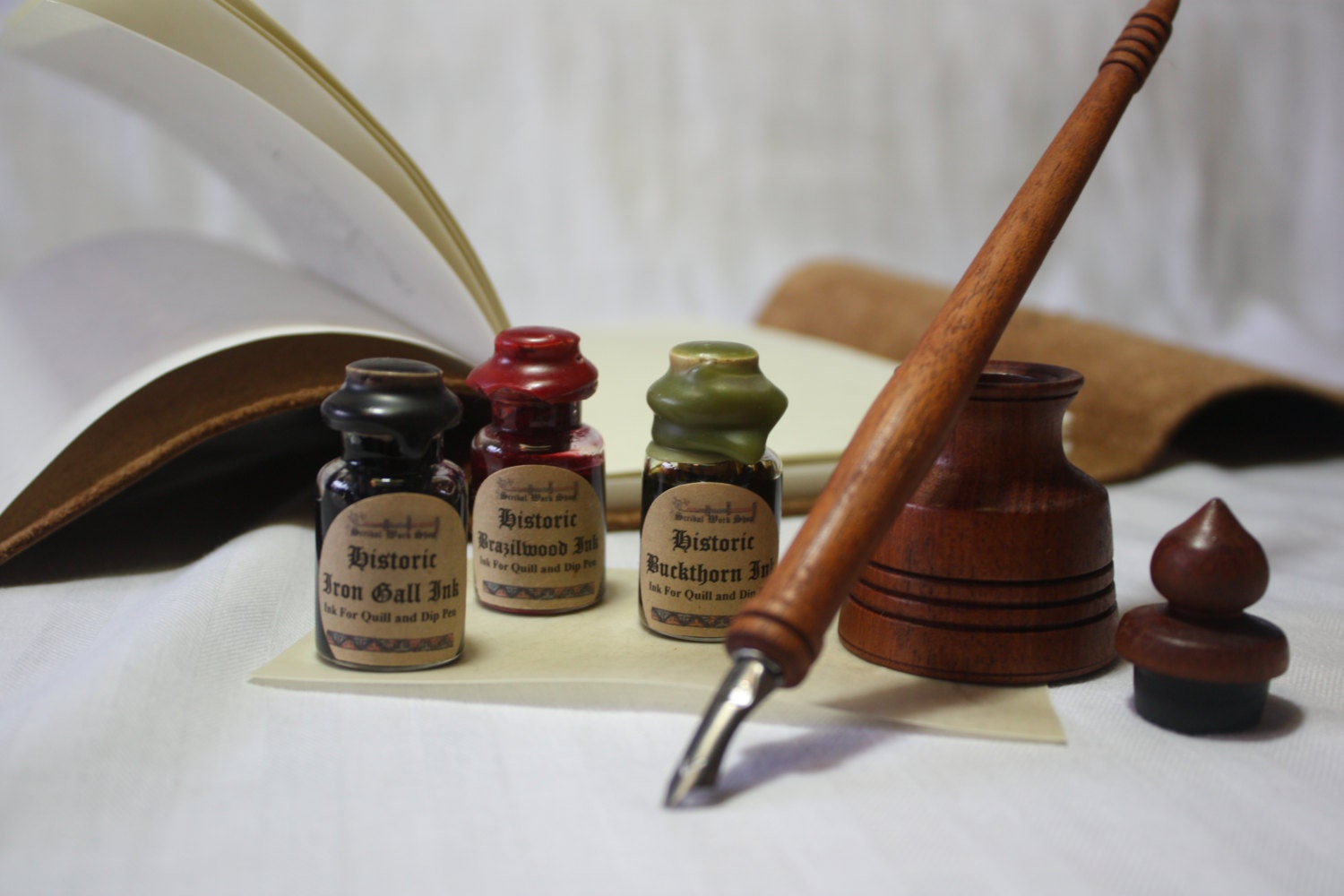Wood Turned Writing Kit and Hand Bound Journal by
