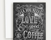 Items similar to All You Need Is Love & Coffee Card - Hand Lettered ...
