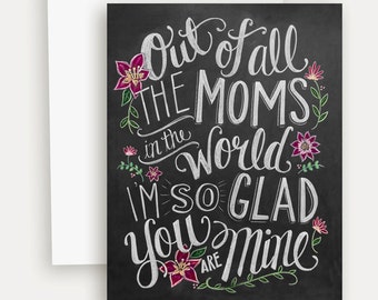 Mother's Day Card - Card For Mom - Chalkboard Art - Hand Lettering and Illustration By Valerie McKeehan- Chalk Art