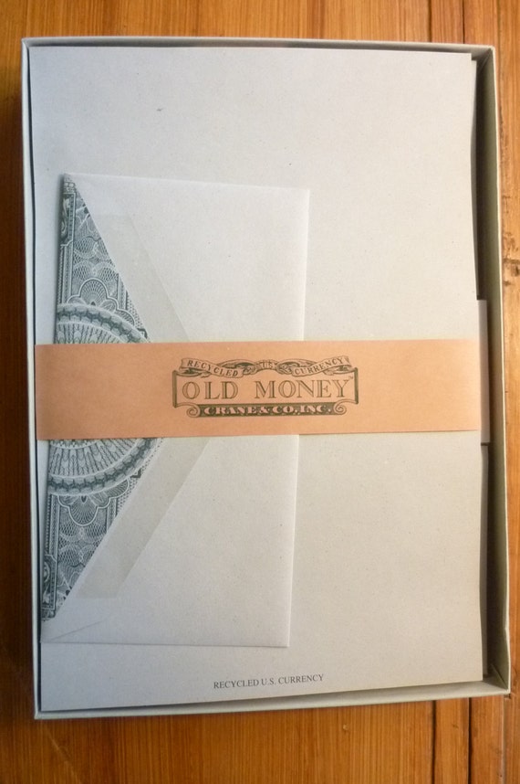 Vintage Stationery Crane's Recycled U. S. Currency Old