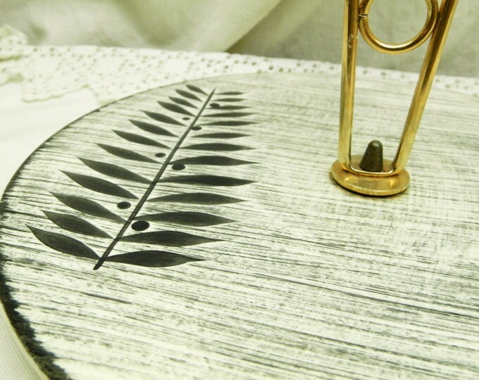 Vintage French Mid Century Ceramic and Metal Cheese Platter / Mid Century Decor / Kitchenalia / Dining / Retro Vintage Home Interior / Meal