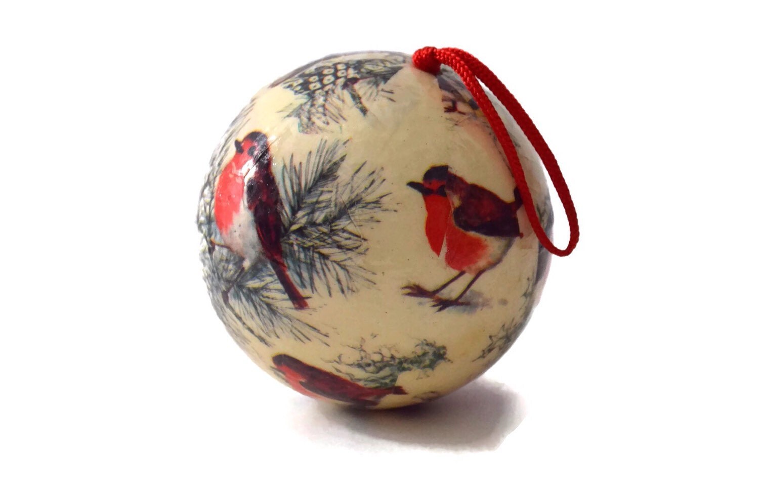 Vintage Christmas Ornament English Red Robin Ornament