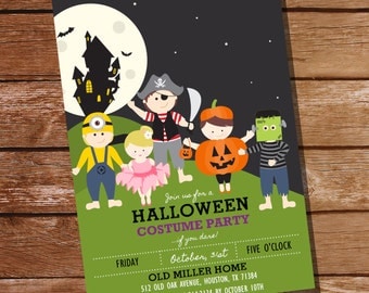 Halloween Costume Party Invitation - Kids Halloween Party Invitation - Halloween Invitations - Instant Download and Edit with Adobe Reader