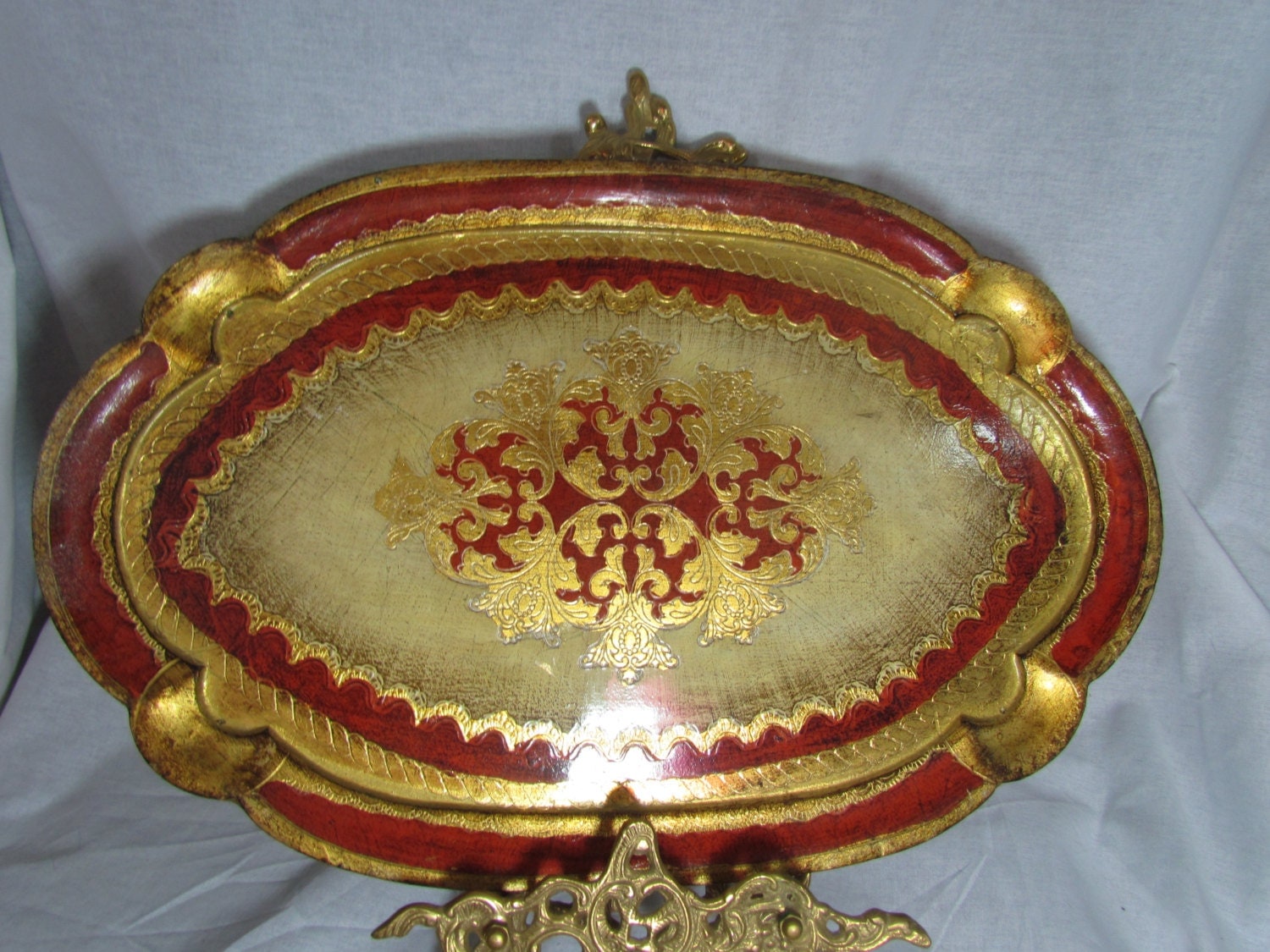 Antique Vintage Gold Gilt Wood Florentine Tole Italian Italy Serving ...
