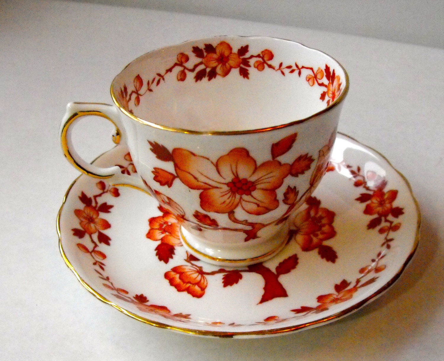 Tuscan Fine English Bone China Tea Cup With Matching Saucer Orange