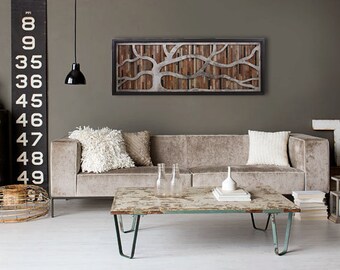 Reclaimed wood wall art made of old barnwood and rustic steel. Different Sizes Available, Large wall art, Large art, wood wall sculpture