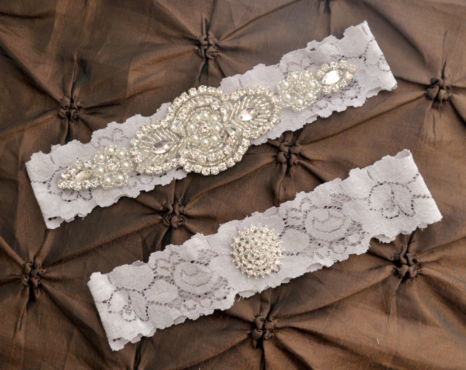 Wedding Garter Belt Bridal Garter Set Gray Lace Garter