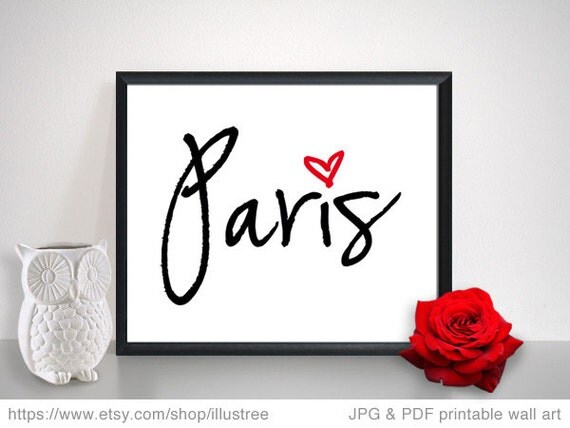 Love Paris printable wall art digital art print by Illustree