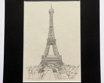 Eiffel Tower Ink Drawing