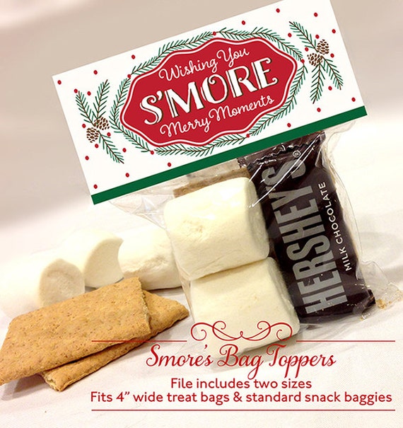 Items similar to Holiday S'mores Bag Topper, Christmas S'mores, Merry ...