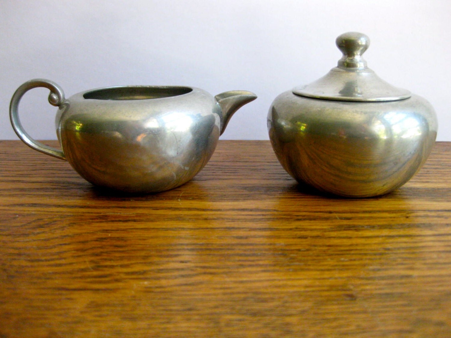 Vintage Queen Art Pewter Cream and Sugar Set Haute Juice