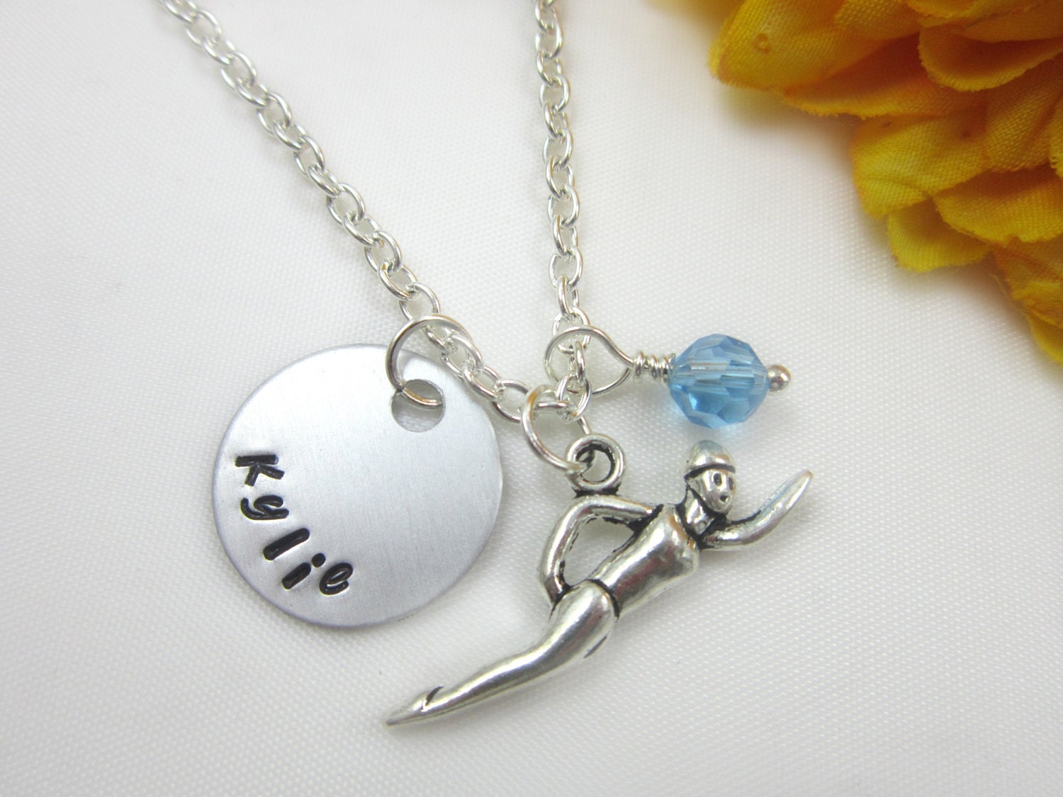 Swimming Necklace. Swimmer. Swimming Jewelry. Personalized