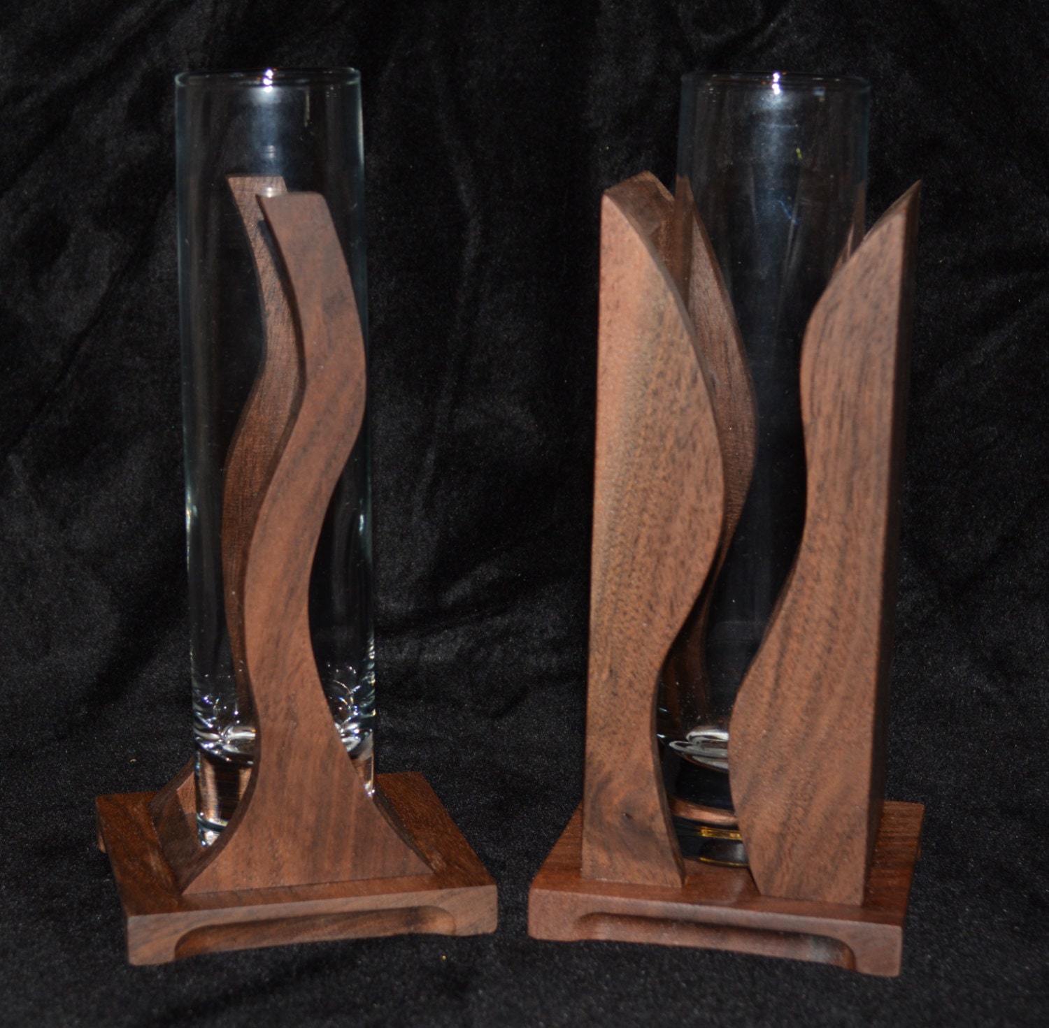 Wood bud vase Made from salvaged black walnut.