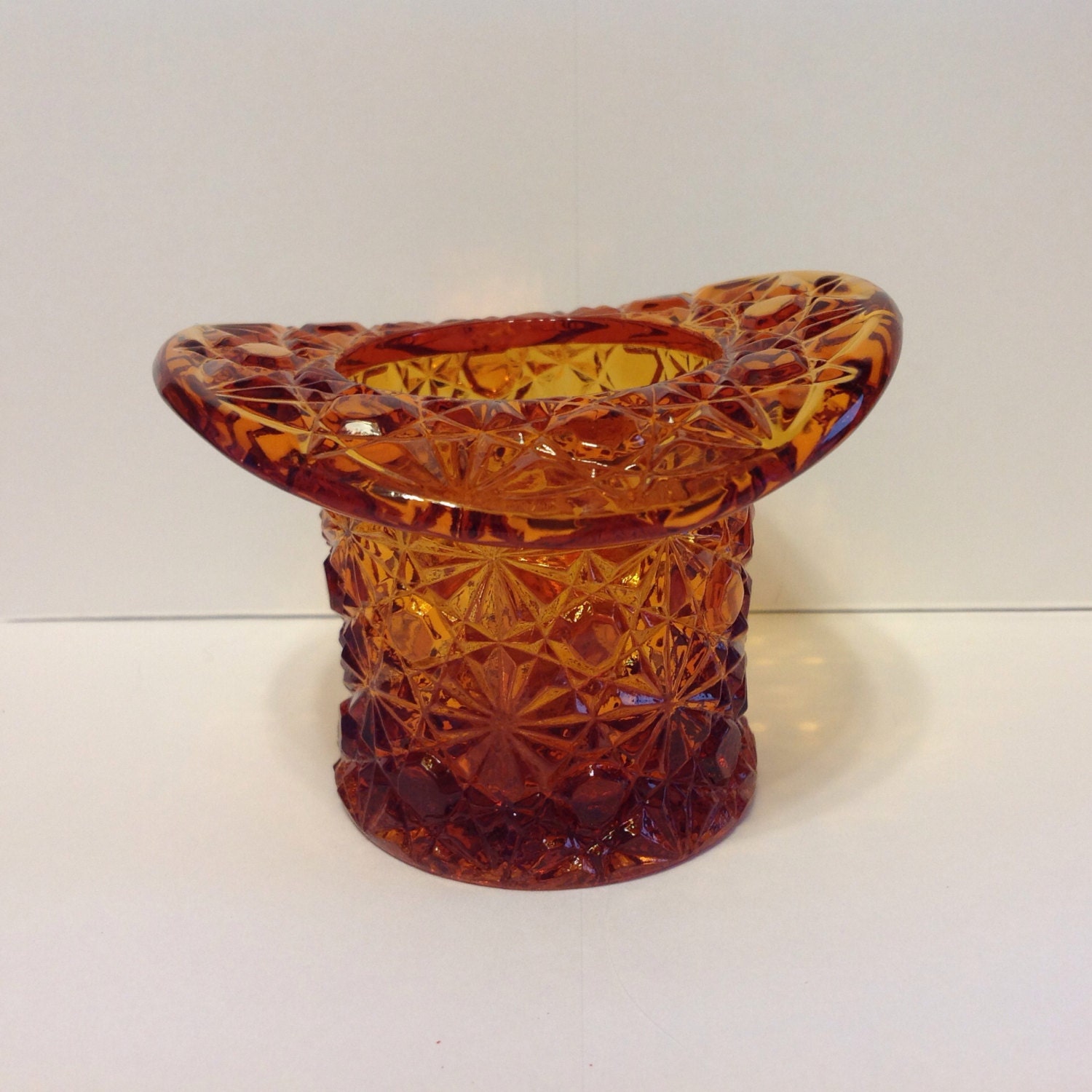 Reduced Vintage Dark Amber Glass Fenton Top Hat TH09