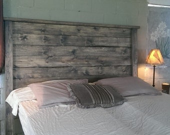 Weathered Gray Rustic Wood Headboard 