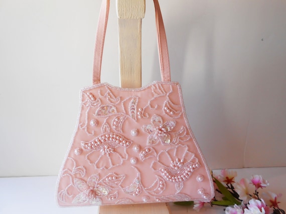 ... Beaded Evening Bag Pink Bag with Pearls and SequinsGlamorous Purse