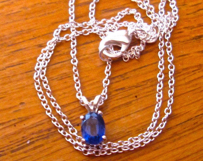 Kyanite Pendant/Necklace, 7x5mm, Natural, Set in Sterling Silver P510