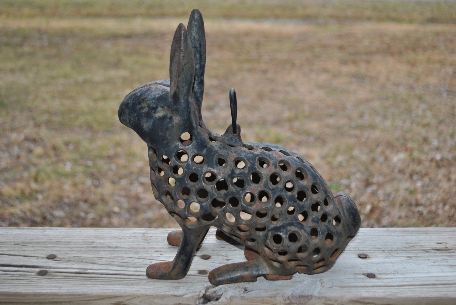 On Hold For Auggie Vintage Cast Iron Rabbit Hanging