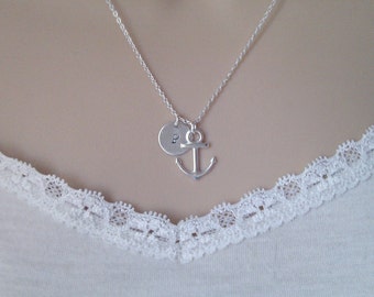 Anchor Necklace, Initial Necklace, Bridesmaid Gifts, Nautical Necklace, British Seller UK, Girl Gifts, BFF Gifts, Nautical Wedding, Sailor