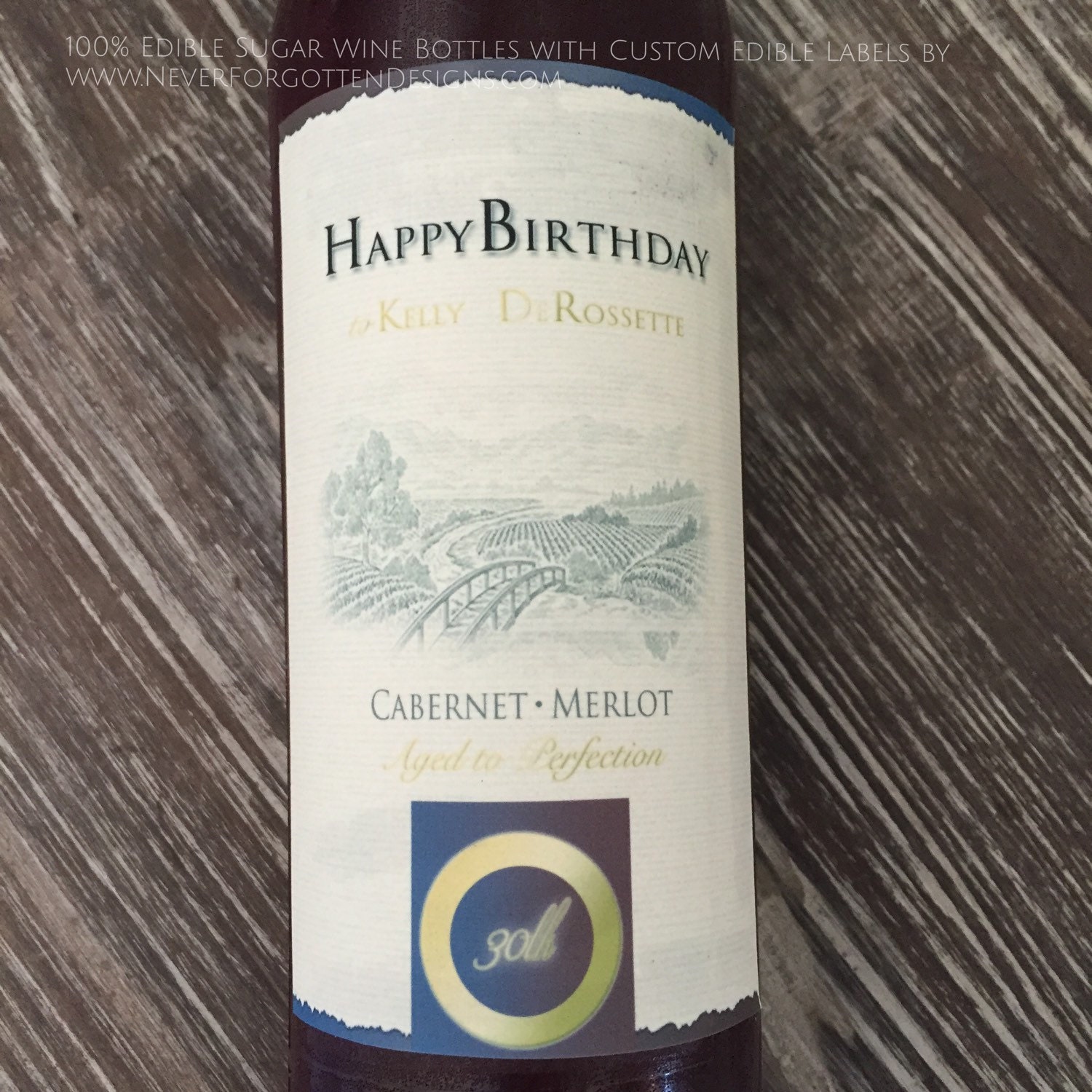 100 Edible Sugar Wine Bottle Label on Frosting Paper