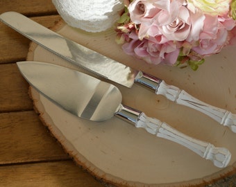 vintage wedding cake knife, country cake knife, rustic reception decor, cottage chic bridal shower, custom colors