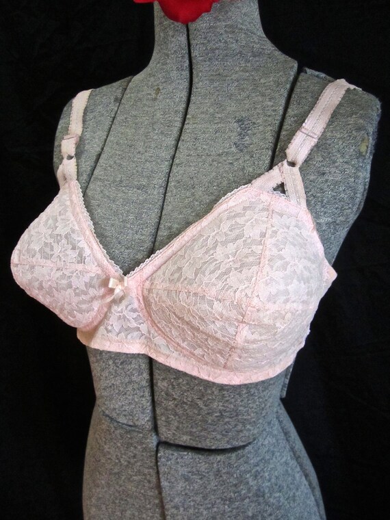 RESERVED 36B Pink Bullet Bra Lace Vassarette by RetroVinspiration