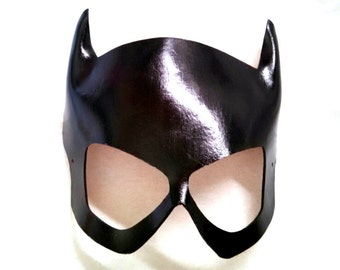 Black Leather Babbs Batgirl Cosplay Mask