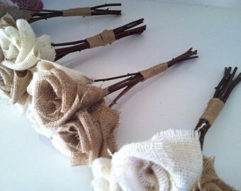 Burlap Bouquet / Qty 4 Wedding bouquets Forever flower