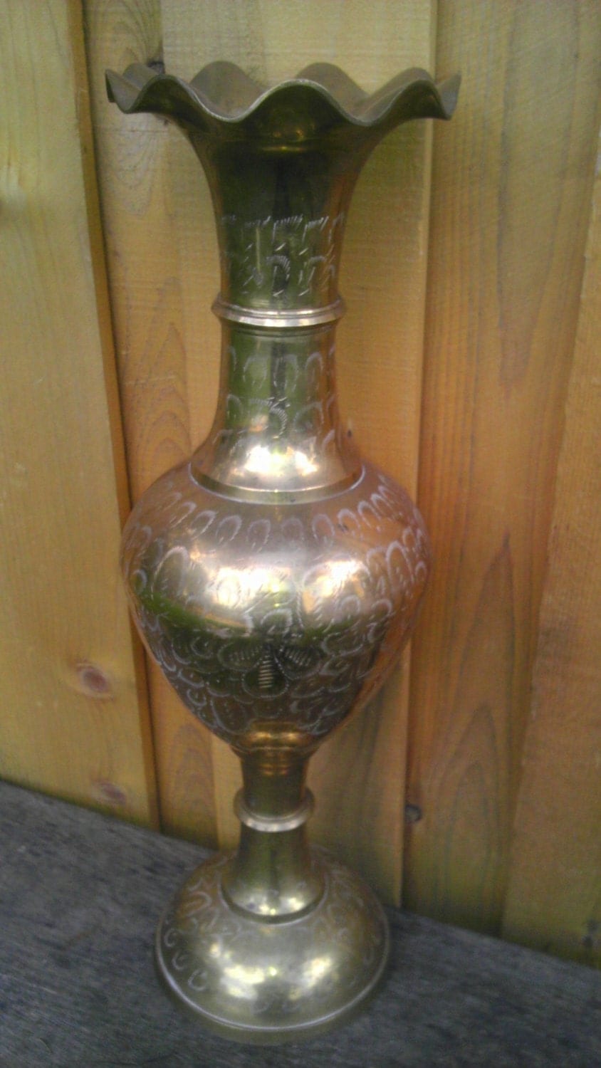 Vintage Brass Vase Urn Large Exquisite Tall Floor Standing